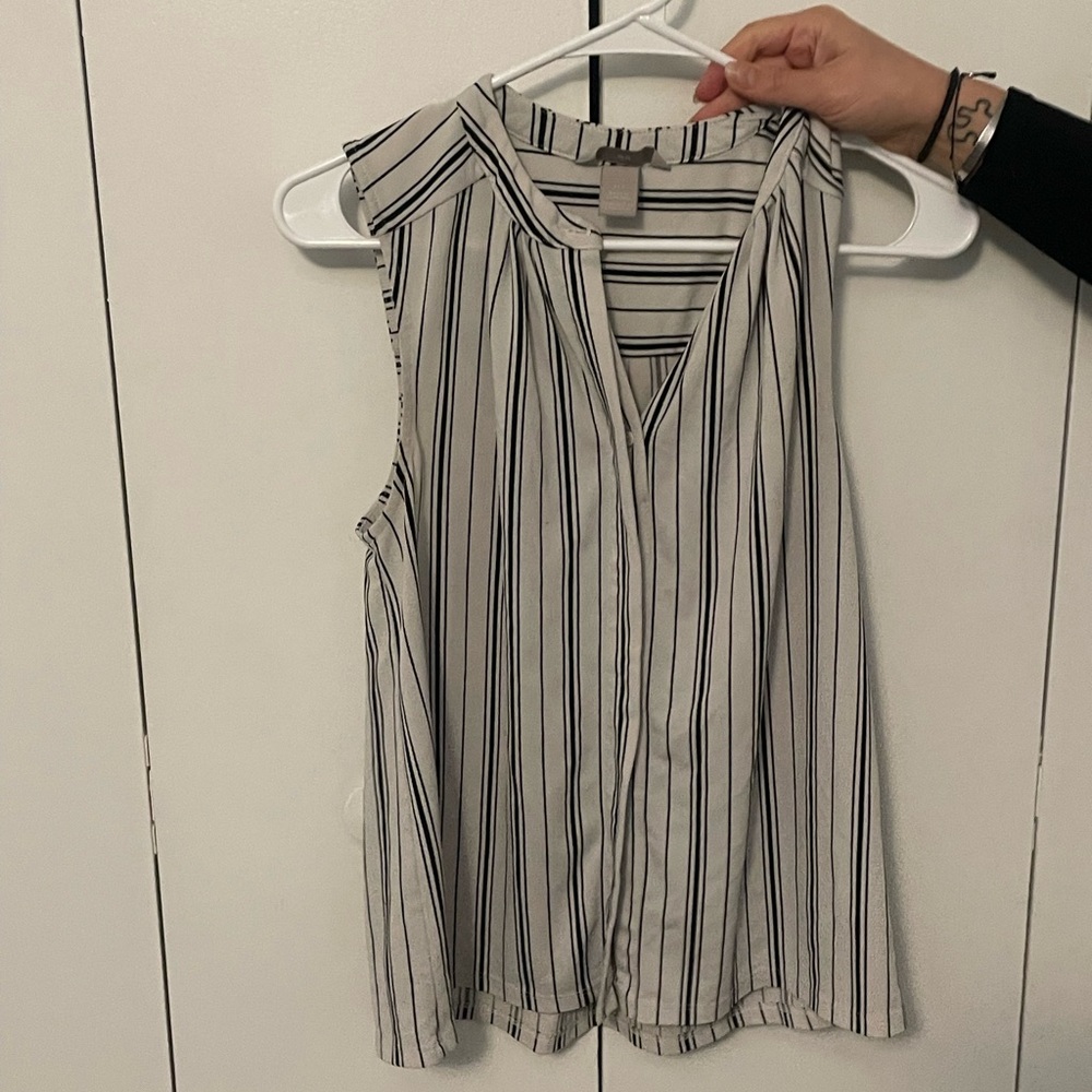 White Striped Work Tank